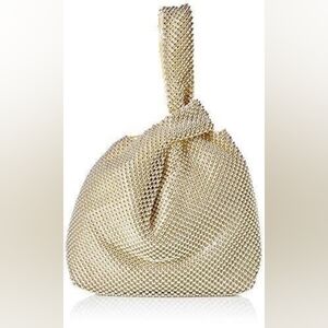 BN Jessica McClintock light gold Logan beaded clutch handheld bag